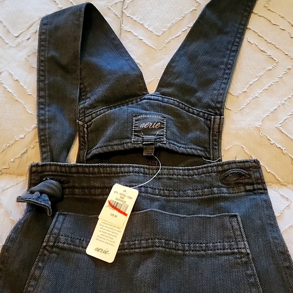 Aerie Medium Black Demin Overalls